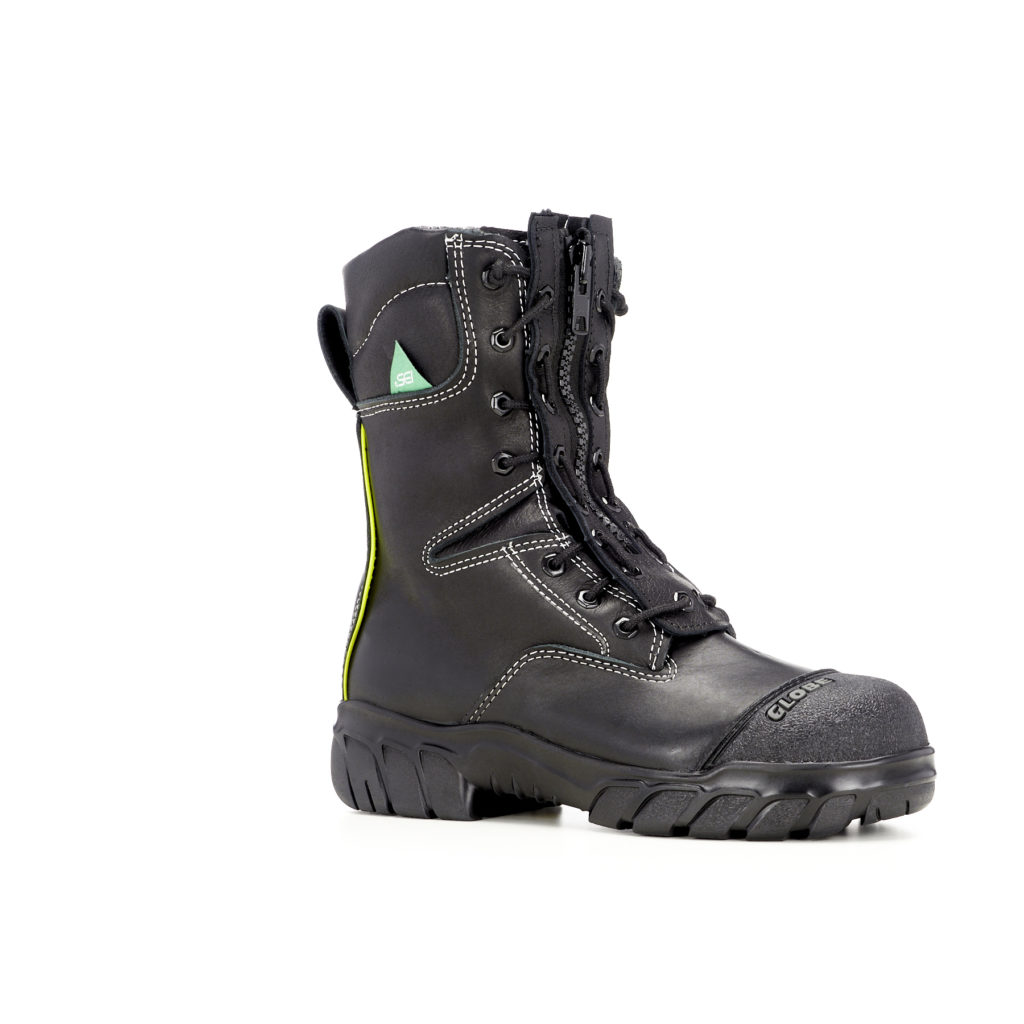 Globe Mens Tech Rescue Leather Boots W/ Zipper/Speed Lace Banner Fire